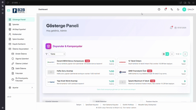 B2B Portal Dashboard